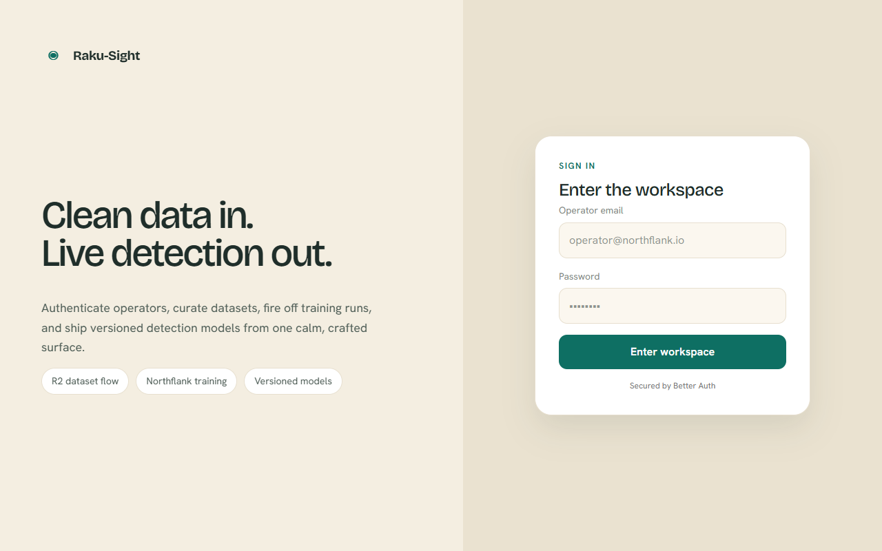 Raku Sight login page