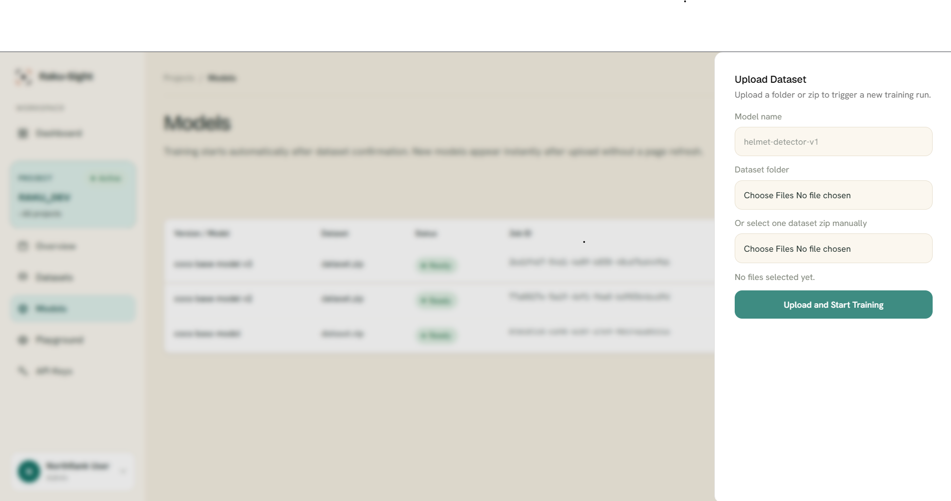 Upload sidebar
